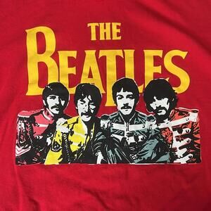 Beatles Graphic Hoodie Red Size XL